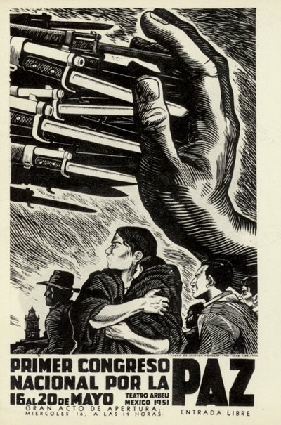 Poster for the First National Peace Congress, Mexico, 16-20 May 1951 by after Albert Robida